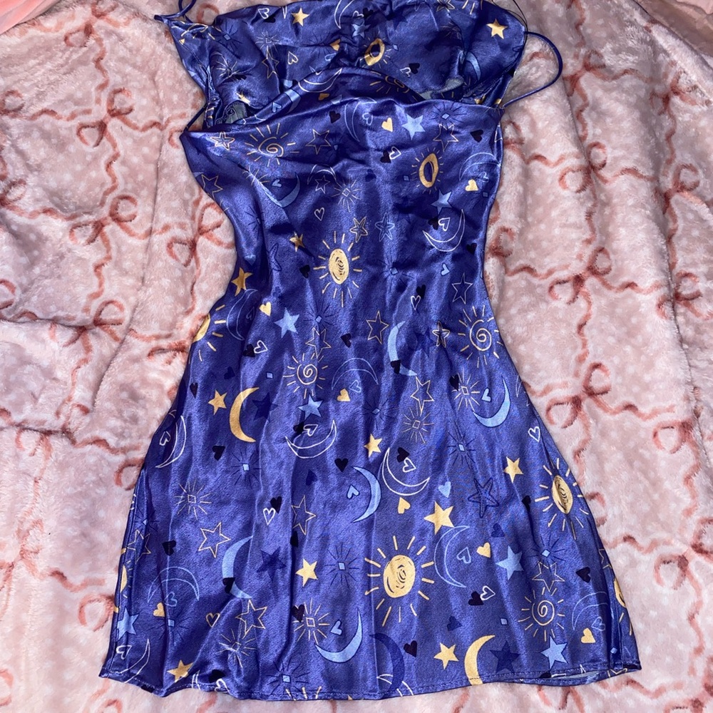 Zara XS celestial satin slip mini dress!💜 - Picture 5 of 7